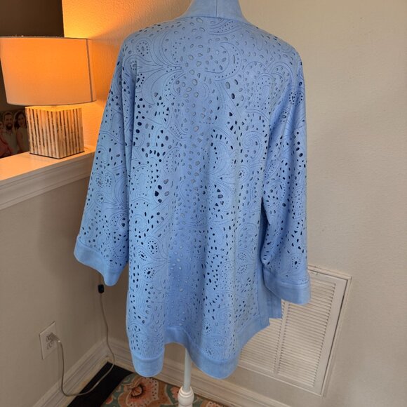 Marla Wynne Collection – Perforated Faux Suede Kimono Jacket - Picture 3 of 9